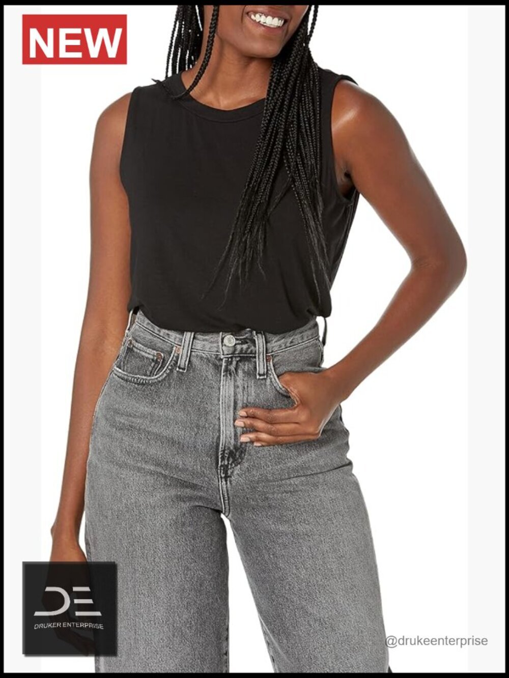Relaxed-Fit Sleeveless Muscle Tank Top, Rayon Stretch Jersey, Casual Everyday